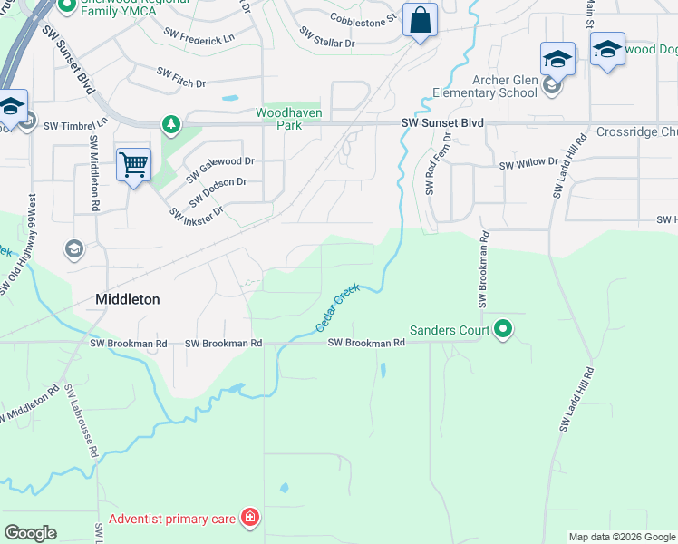 map of restaurants, bars, coffee shops, grocery stores, and more near 17180 Southwest Kalapuya Lane in Sherwood
