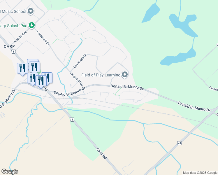map of restaurants, bars, coffee shops, grocery stores, and more near 307 Donald B. Munro Drive in Ottawa