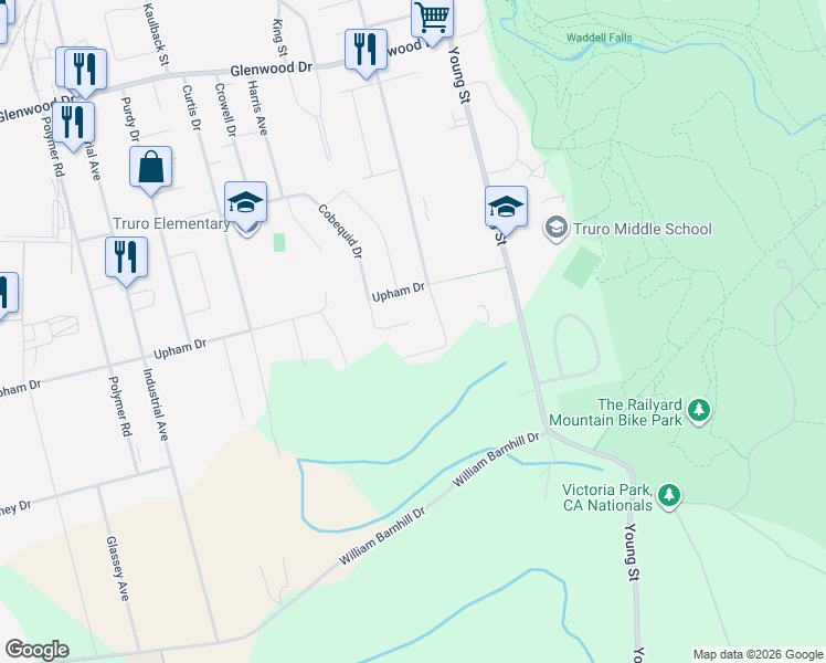 map of restaurants, bars, coffee shops, grocery stores, and more near 24 Heritage Place in Truro