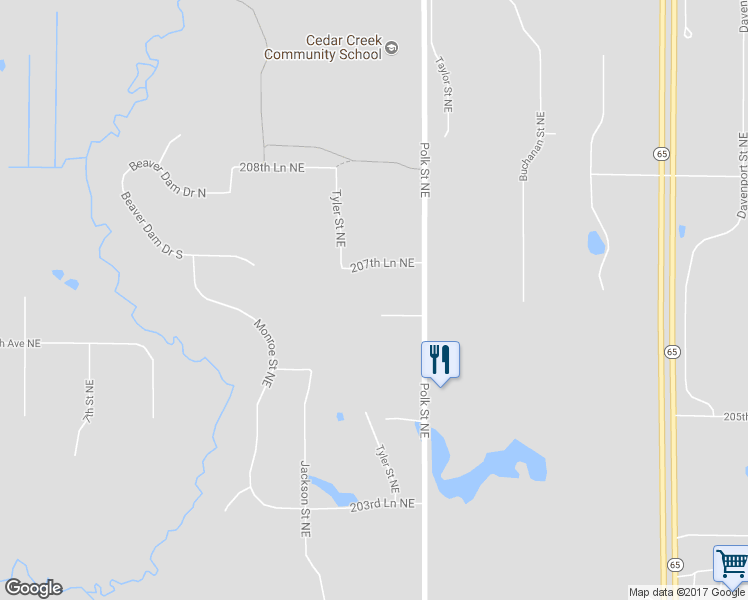 map of restaurants, bars, coffee shops, grocery stores, and more near 915 207th Avenue Northeast in East Bethel