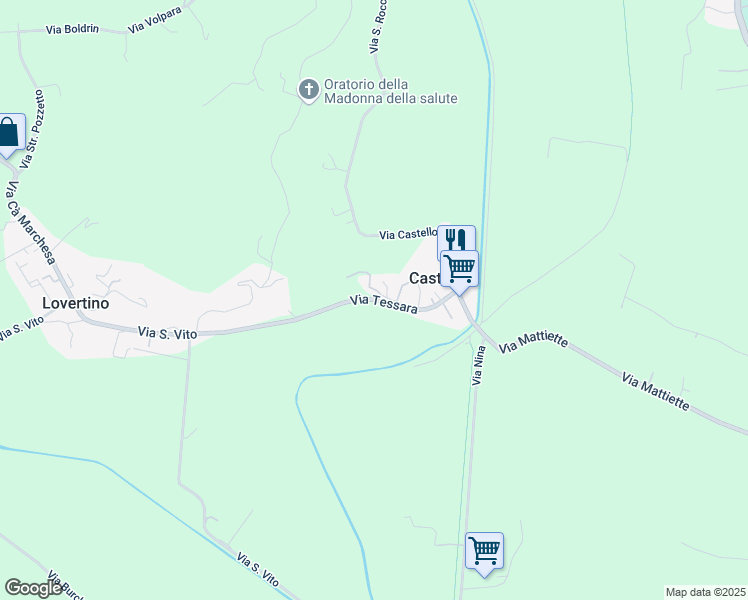 map of restaurants, bars, coffee shops, grocery stores, and more near 13 Via Tessara in Provincia di Padova