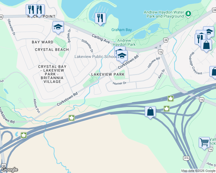 map of restaurants, bars, coffee shops, grocery stores, and more near 73 Aero Drive in Ottawa