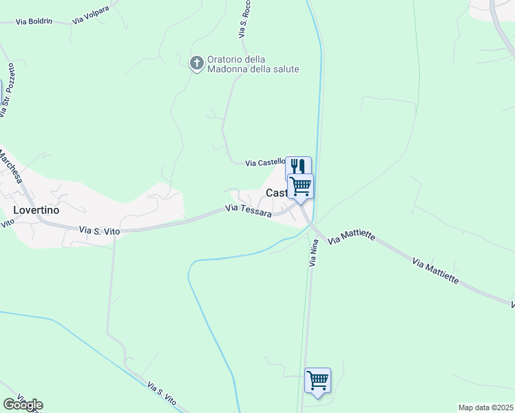 map of restaurants, bars, coffee shops, grocery stores, and more near 27 Via Tessara in Castello