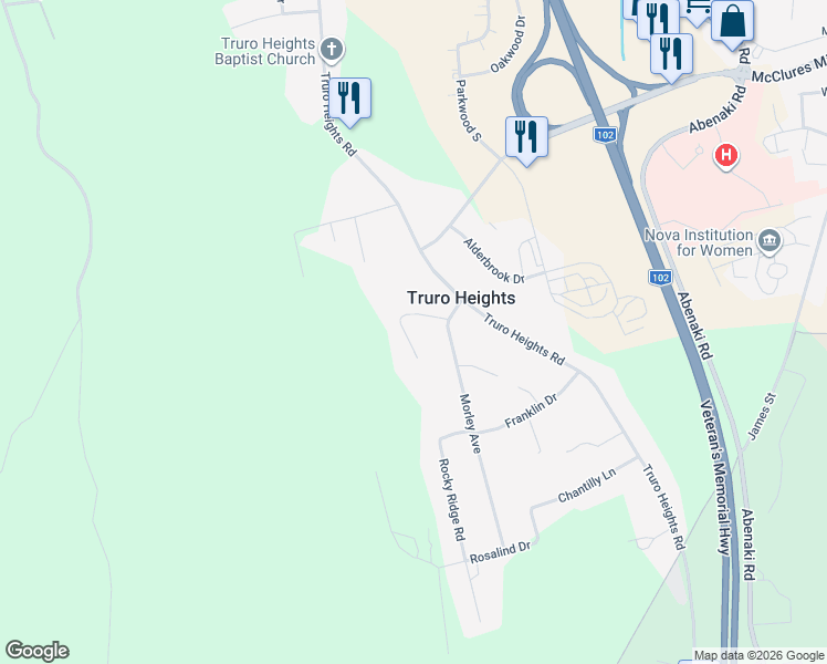 map of restaurants, bars, coffee shops, grocery stores, and more near 7 Keywest Court in Truro Heights
