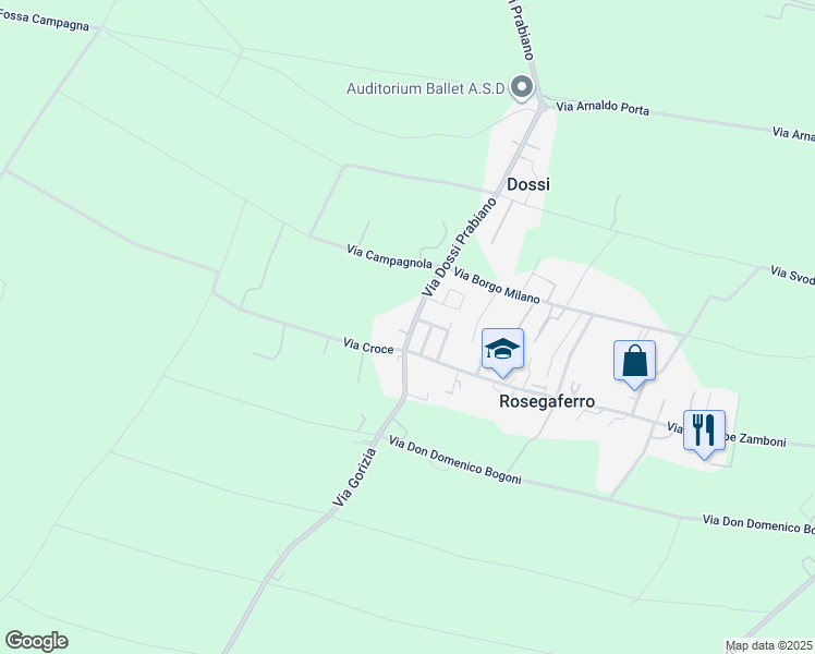map of restaurants, bars, coffee shops, grocery stores, and more near 18 Via Croce in Rosegaferro