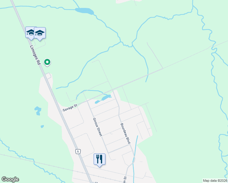 map of restaurants, bars, coffee shops, grocery stores, and more near 195 Bourdeau Boulevard in Limoges
