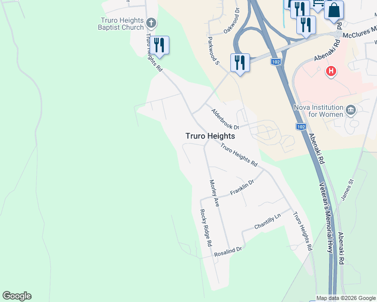 map of restaurants, bars, coffee shops, grocery stores, and more near 11 Keywest Court in Truro Heights