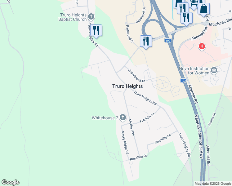 map of restaurants, bars, coffee shops, grocery stores, and more near 17 Annabelle Drive in Truro Heights