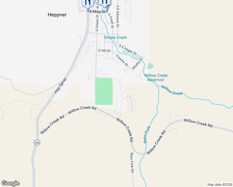 map of restaurants, bars, coffee shops, grocery stores, and more near 875 Lakeview Court in Heppner