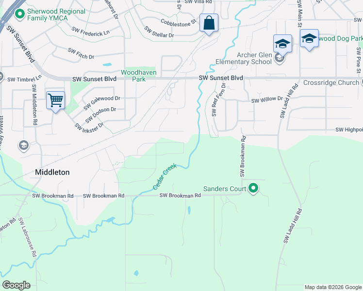 map of restaurants, bars, coffee shops, grocery stores, and more near 17018 Southwest Atfalati Lane in Sherwood