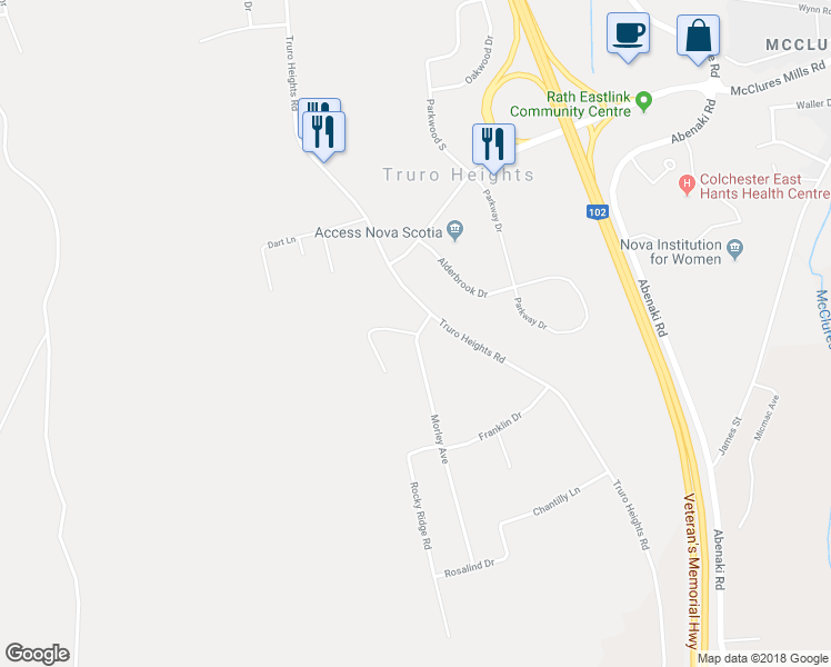 map of restaurants, bars, coffee shops, grocery stores, and more near 34 Annabelle Drive in Truro Heights