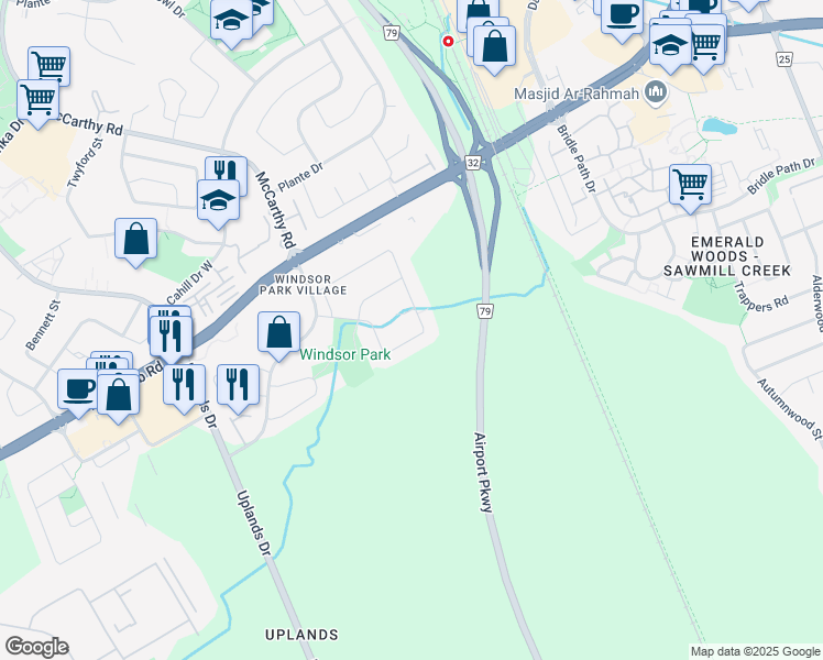 map of restaurants, bars, coffee shops, grocery stores, and more near 3527 Wyman Crescent in Ottawa