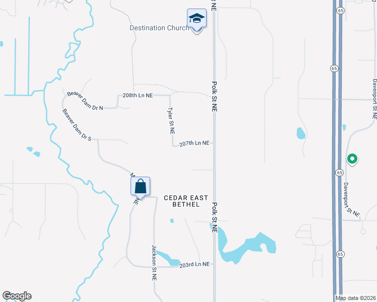 map of restaurants, bars, coffee shops, grocery stores, and more near 915 207th Avenue Northeast in East Bethel