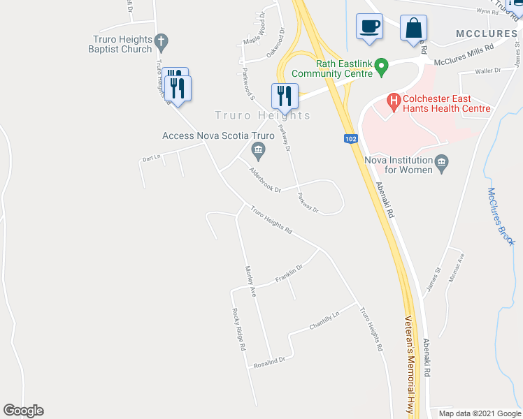 map of restaurants, bars, coffee shops, grocery stores, and more near 529 Truro Heights Road in Truro Heights