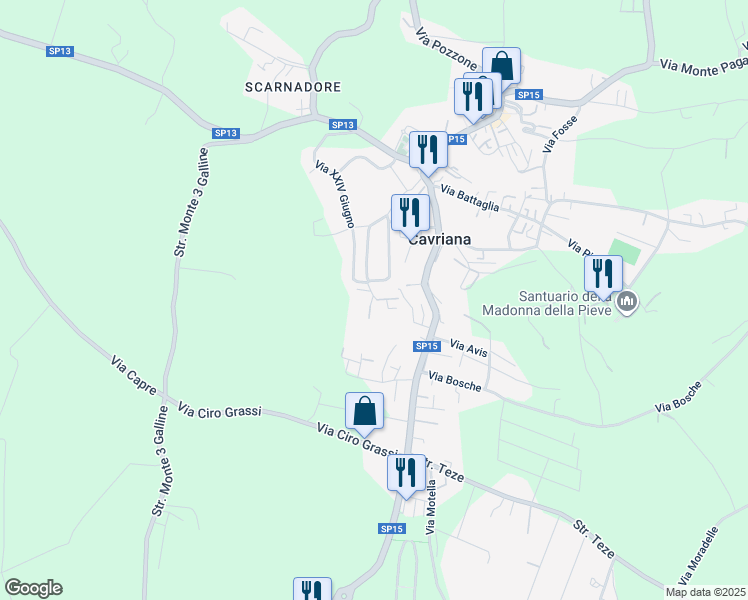map of restaurants, bars, coffee shops, grocery stores, and more near 14 Via Isabella D'Este in Cavriana