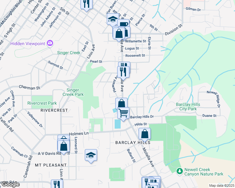 map of restaurants, bars, coffee shops, grocery stores, and more near 617 Pleasant Avenue in Oregon City