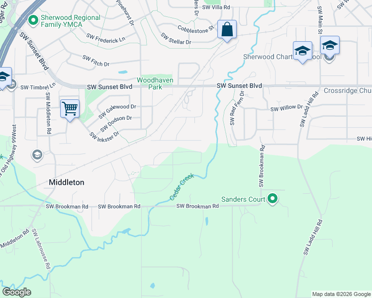map of restaurants, bars, coffee shops, grocery stores, and more near 17147 Southwest Atfalati Lane in Sherwood