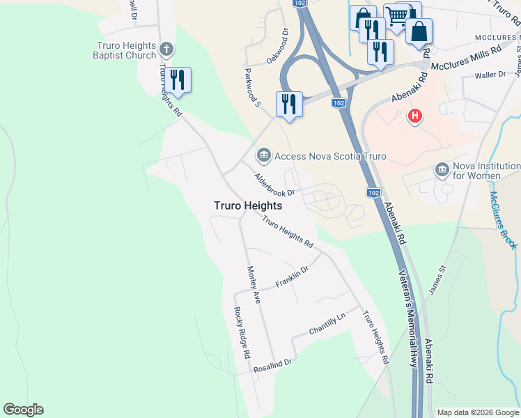map of restaurants, bars, coffee shops, grocery stores, and more near 523 Truro Heights Road in Truro Heights