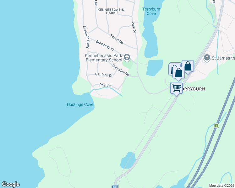 map of restaurants, bars, coffee shops, grocery stores, and more near 2 Post Road in Rothesay