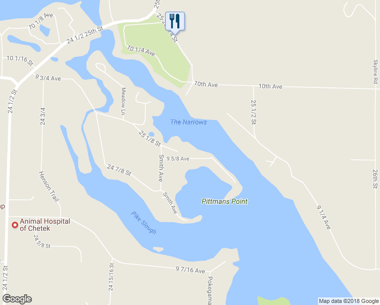 map of restaurants, bars, coffee shops, grocery stores, and more near 2516 9 5/8 Avenue in Chetek