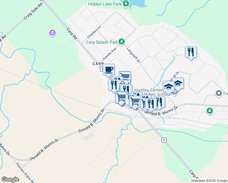 map of restaurants, bars, coffee shops, grocery stores, and more near 3793 Carp Road in Ottawa