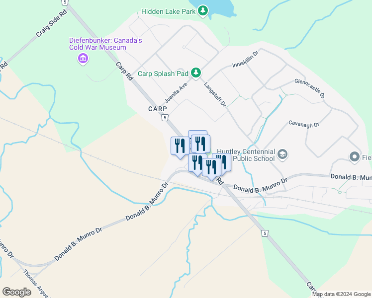 map of restaurants, bars, coffee shops, grocery stores, and more near 3793 Carp Road in Ottawa