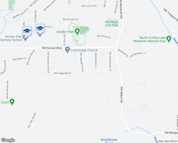 map of restaurants, bars, coffee shops, grocery stores, and more near 23933 Southwest Scott Ridge Terrace in Sherwood