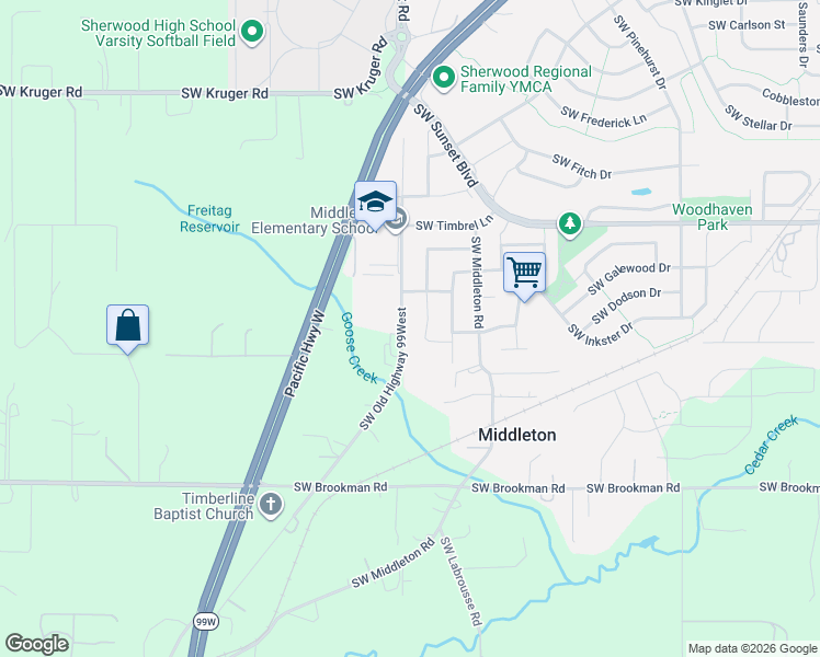 map of restaurants, bars, coffee shops, grocery stores, and more near 23904 Southwest Old Highway 99W in Sherwood