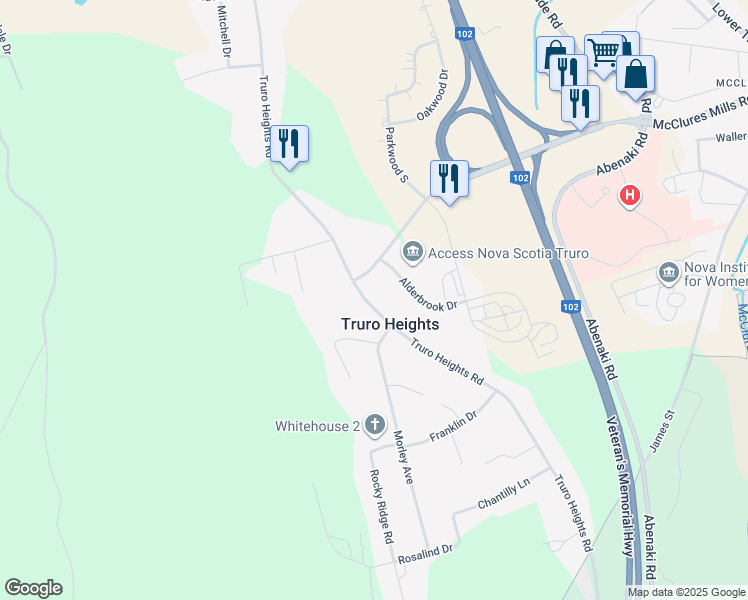 map of restaurants, bars, coffee shops, grocery stores, and more near 495 Truro Heights Road in Truro Heights