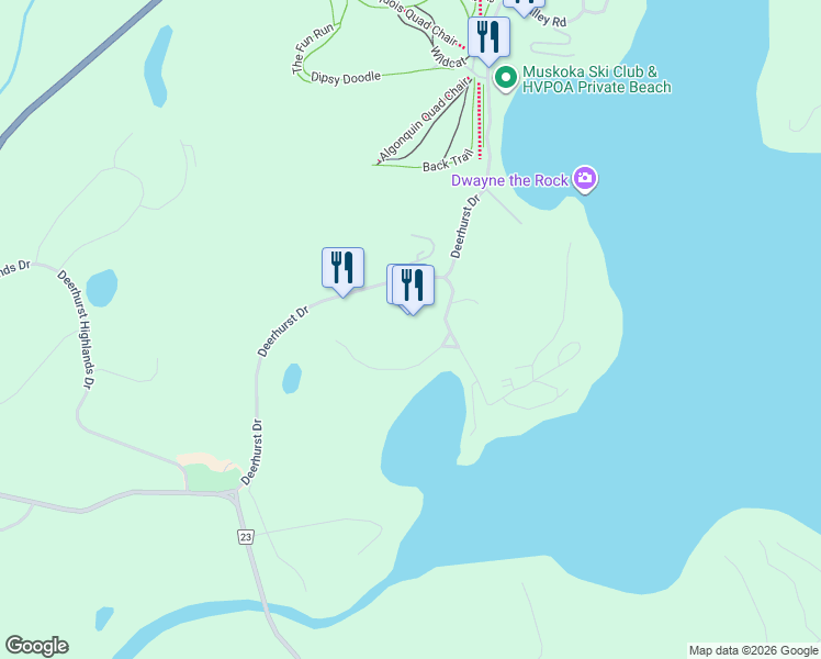 map of restaurants, bars, coffee shops, grocery stores, and more near 1235 Deerhurst Drive in Huntsville