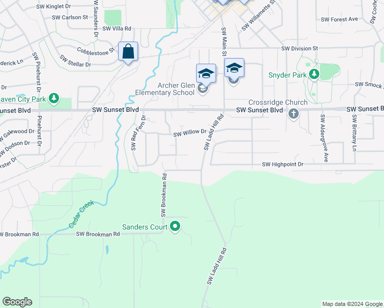 map of restaurants, bars, coffee shops, grocery stores, and more near 16309 Southwest Red Twig Drive in Sherwood