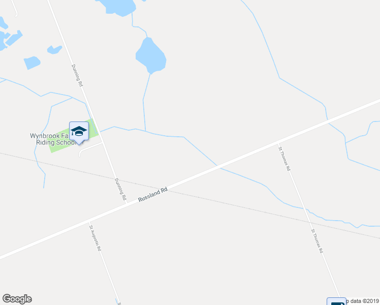 map of restaurants, bars, coffee shops, grocery stores, and more near 2667 Russland Road in Ottawa