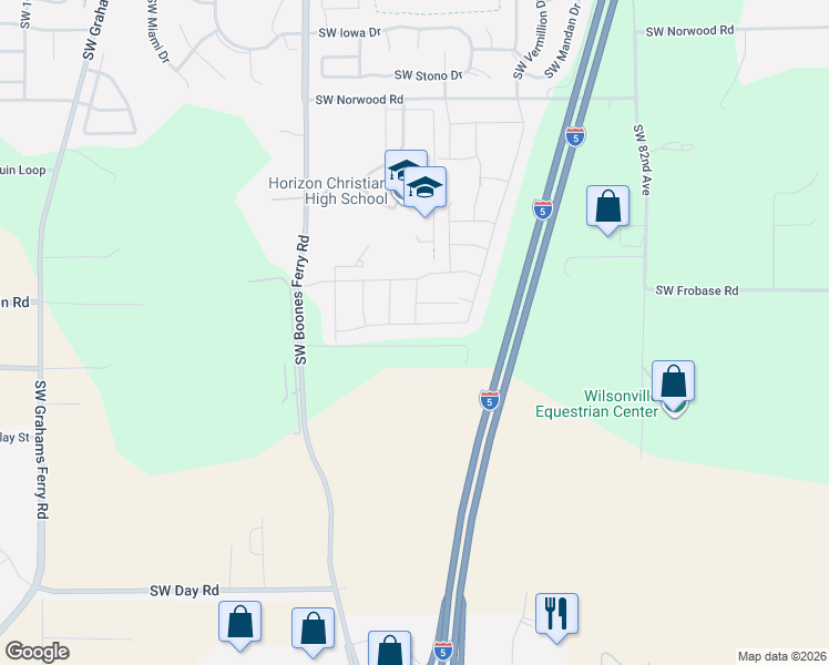 map of restaurants, bars, coffee shops, grocery stores, and more near 9040 Southwest Vermillion Drive in Tualatin