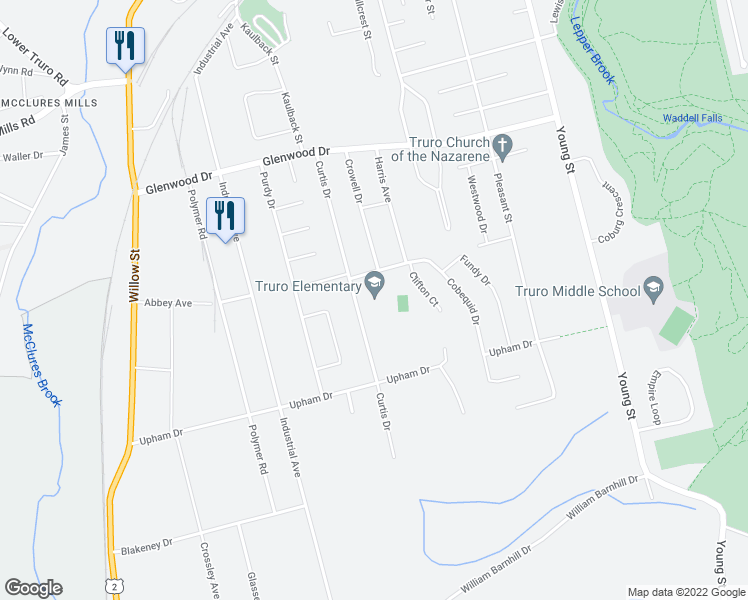 map of restaurants, bars, coffee shops, grocery stores, and more near 125 Curtis Drive in Truro