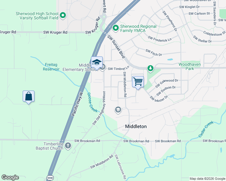 map of restaurants, bars, coffee shops, grocery stores, and more near 23832 Southwest Heron Lakes Drive in Sherwood