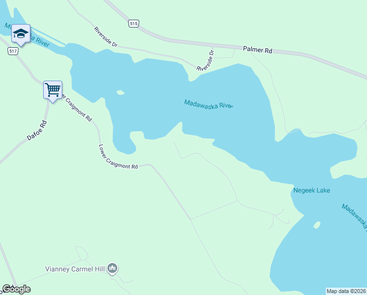 map of restaurants, bars, coffee shops, grocery stores, and more near 118 Annie Mayhew Road in Combermere