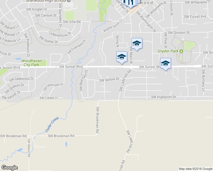 map of restaurants, bars, coffee shops, grocery stores, and more near 23786 Southwest Lodgepole Terrace in Sherwood