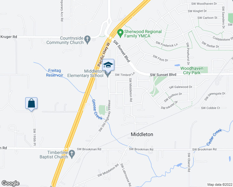 map of restaurants, bars, coffee shops, grocery stores, and more near 23800 Southwest Heron Lakes Drive in Sherwood