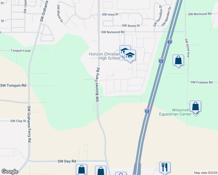 map of restaurants, bars, coffee shops, grocery stores, and more near 23820 Southwest Black Tortoise Terrace in Tualatin