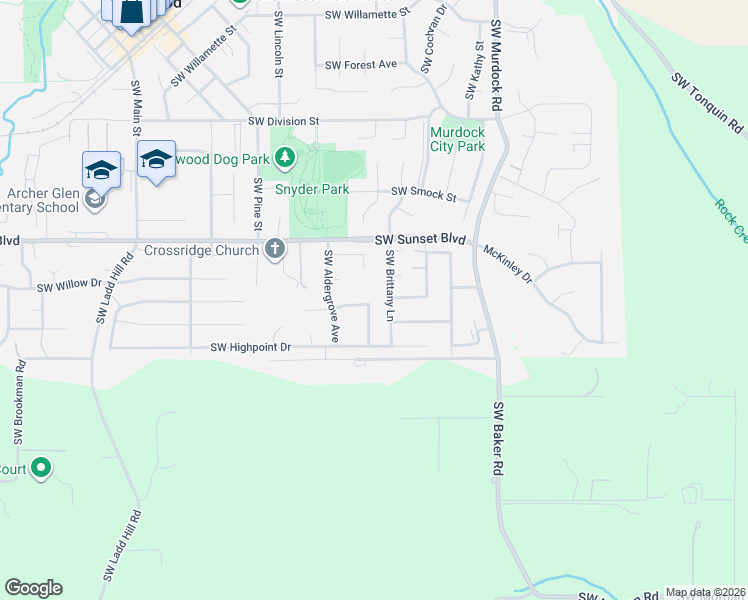 map of restaurants, bars, coffee shops, grocery stores, and more near 23768 Southwest Scott Ridge Terrace in Sherwood