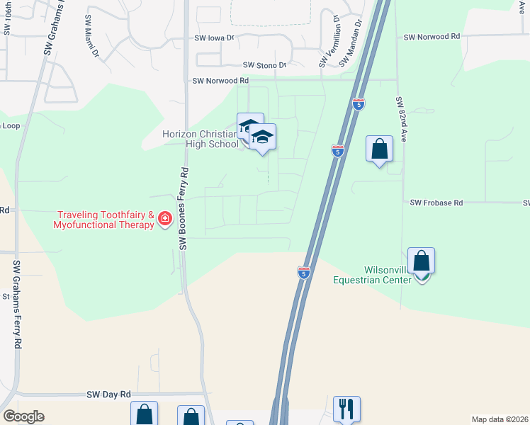 map of restaurants, bars, coffee shops, grocery stores, and more near 8936 Southwest Choke Cherry in Tualatin