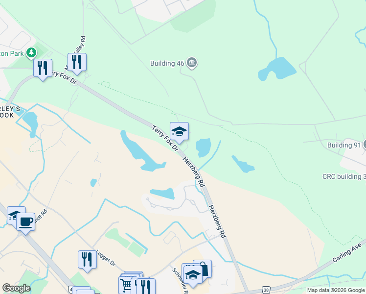 map of restaurants, bars, coffee shops, grocery stores, and more near 280 Herzberg Road in Ottawa