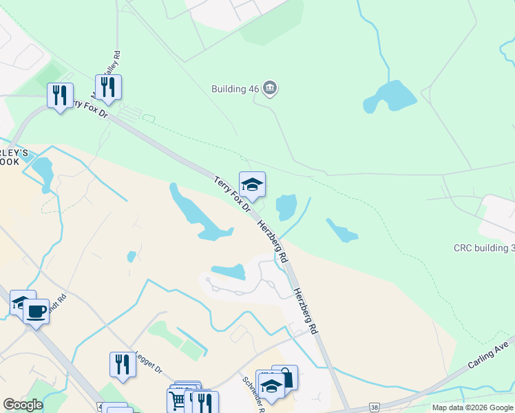 map of restaurants, bars, coffee shops, grocery stores, and more near 280 Herzberg Road in Ottawa