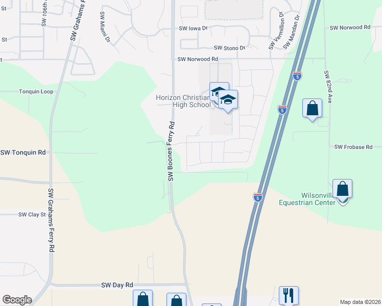 map of restaurants, bars, coffee shops, grocery stores, and more near 23808 Southwest Black Tortoise Terrace in Tualatin