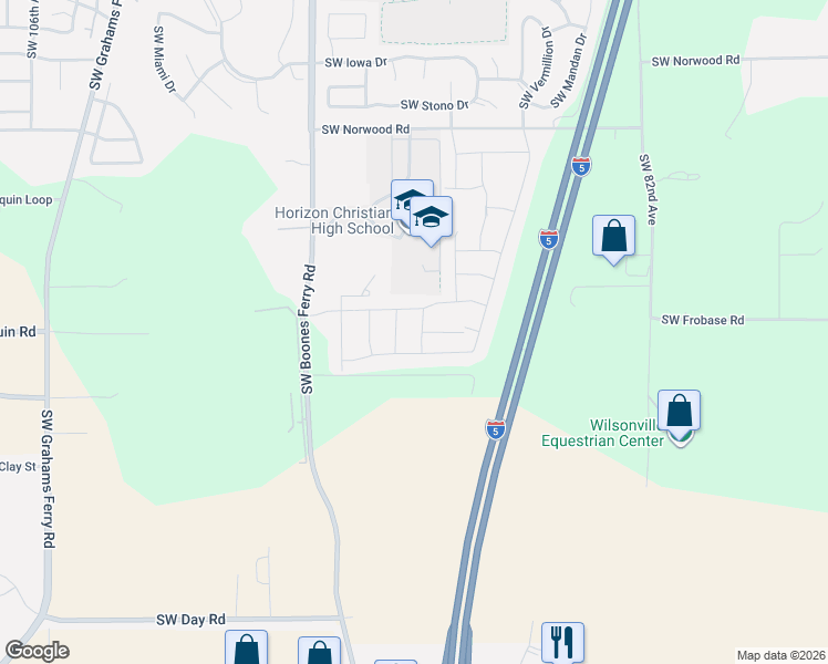 map of restaurants, bars, coffee shops, grocery stores, and more near 23813 Southwest Walla Walla Terrace in Tualatin