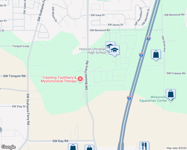 map of restaurants, bars, coffee shops, grocery stores, and more near 23781 Southwest Black Tortoise Terrace in Tualatin