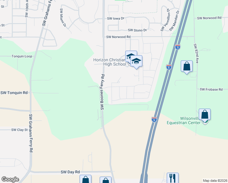 map of restaurants, bars, coffee shops, grocery stores, and more near 23786 Southwest Black Tortoise Terrace in Tualatin