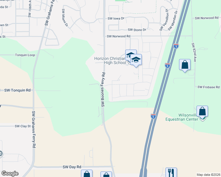 map of restaurants, bars, coffee shops, grocery stores, and more near 23769 Southwest Black Tortoise Terrace in Tualatin
