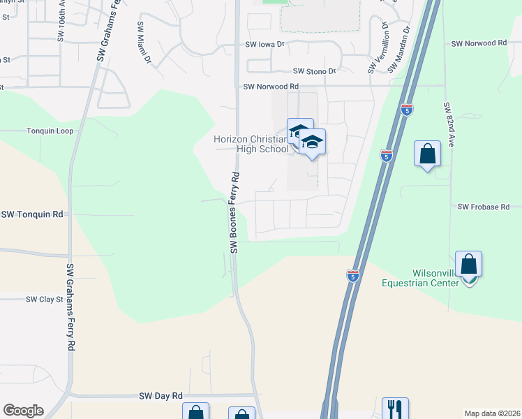 map of restaurants, bars, coffee shops, grocery stores, and more near 23774 Southwest Black Tortoise Terrace in Tualatin
