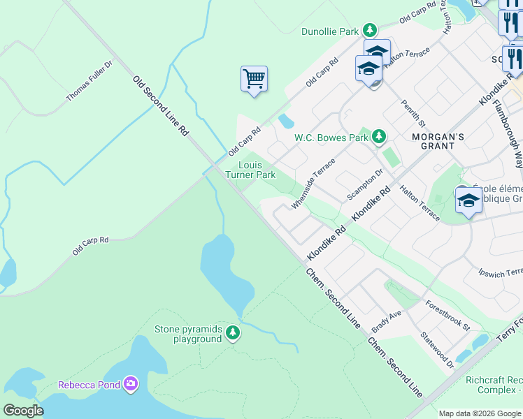 map of restaurants, bars, coffee shops, grocery stores, and more near 607 Antelope Private in Ottawa